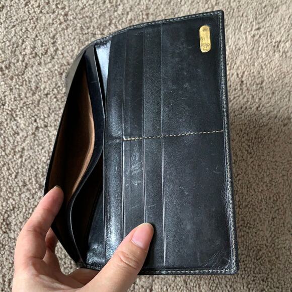 F1057 Fendi women's zucca monogram and black leather long wallet - Picture 6 of 7